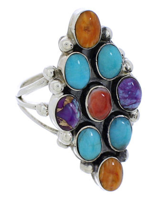 Turquoise Multicolor Authentic Sterling Silver Ring Size 5-1/2 AS35620